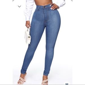 Fashion Nova Classic High Waisted Skinny Jeans- Light Blue Wash
